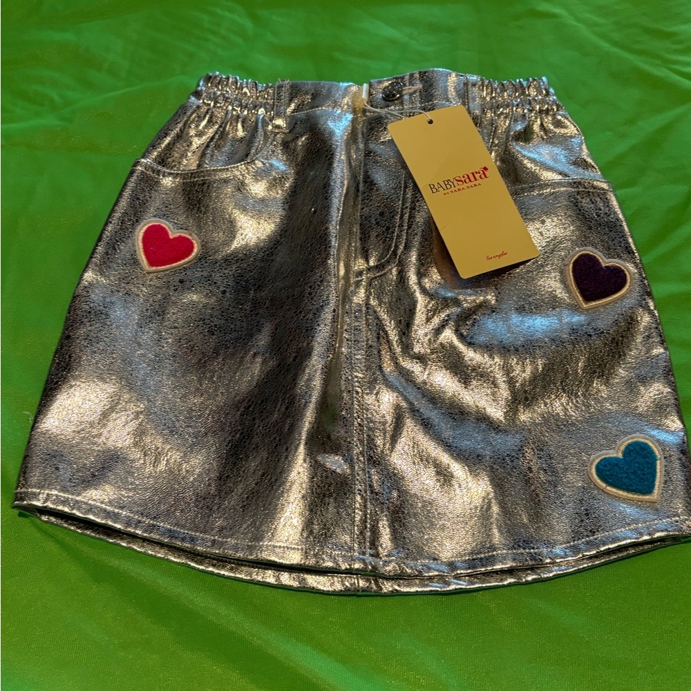 Silver Skirt with Heart Accents